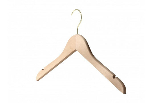 Cintre en bois avec encoches pour chemises robes et vestes - Crochet or (SLIM OR)