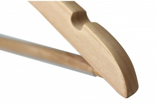 Cintre en bois avec encoches et barre antiglisse pour chemises robes et vestes (PLA AG)