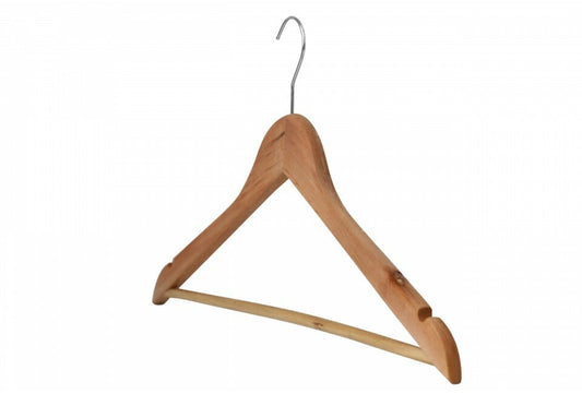 Cintre en bois avec encoches et barre pour chemises robes et vestes (PLC)