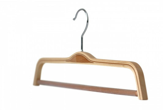 Cintre en bois avec barre pour pantalons pliés (PNBB)