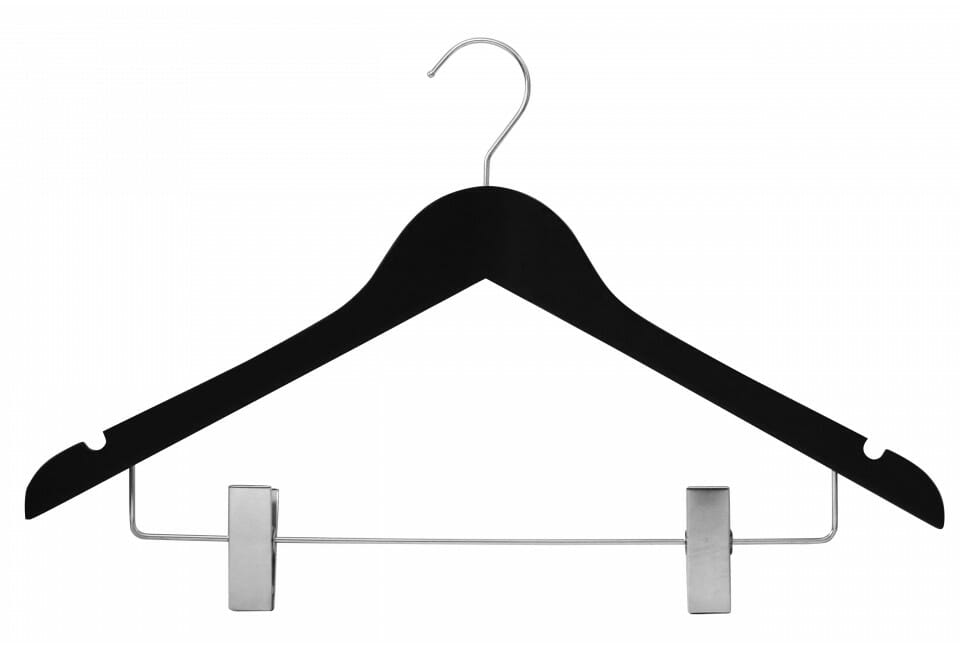 Cintre en bois avec encoches barre et pinces pour ensembles jupes ou  pantalons (BARP) - Le Cintre Francais