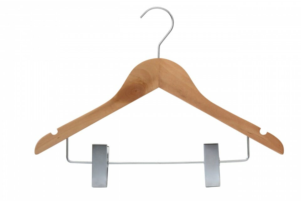 Cintres pour pantalons avec pinces réglables cintres pour jupe en bois fond  en bois Suspension - Chine Cintre en tissu et cintre prix