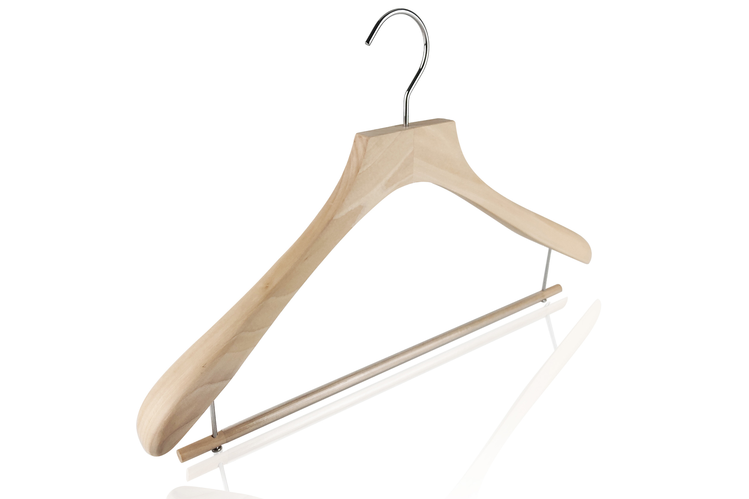 LUCA - Cintre en bois avec épaules et barre antidérapant pour ensembles,  vestes et pantalons - Le Cintre Francais